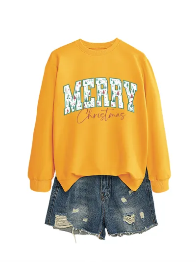 Merry Christmas Women Fashion Casual Autumn And Winter Long-Sleeve Sweatshirt