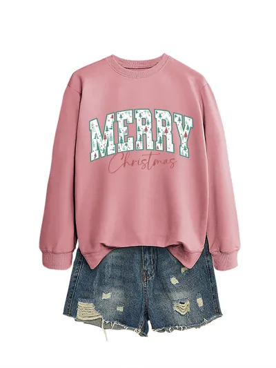 Merry Christmas Women Fashion Casual Autumn And Winter Long-Sleeve Sweatshirt
