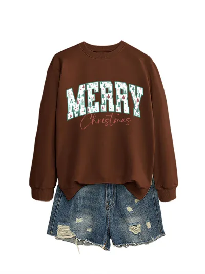 Merry Christmas Women Fashion Casual Autumn And Winter Long-Sleeve Sweatshirt