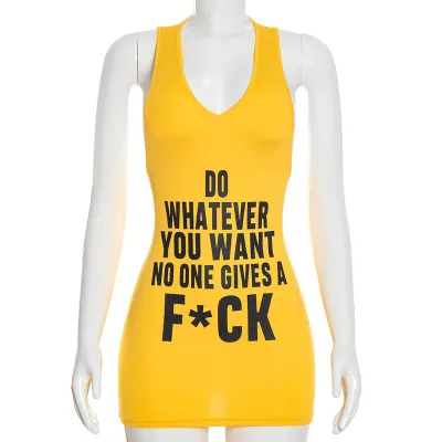 Women Sexy Fashion Alphabet Print Mini Dress