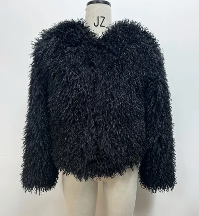 Autumn And Winter Women Fashion Solid Color Imitation Fur Plush Coat