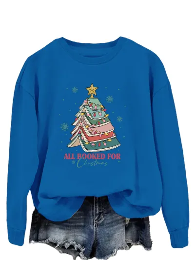 Christmas Women Fashion Casual Letters Printed Long-Sleeve Sweatshirt