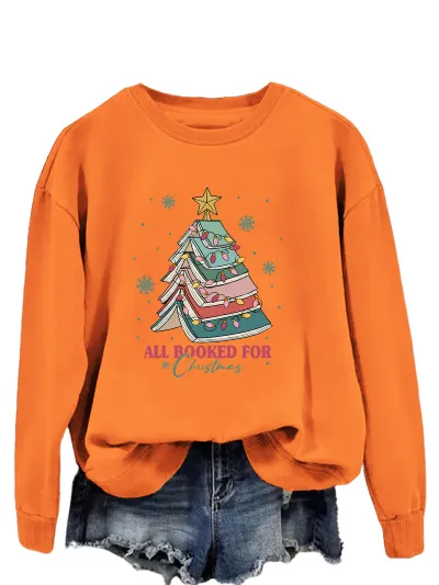 Christmas Women Fashion Casual Letters Printed Long-Sleeve Sweatshirt