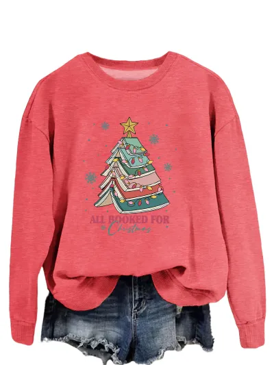 Christmas Women Fashion Casual Letters Printed Long-Sleeve Sweatshirt