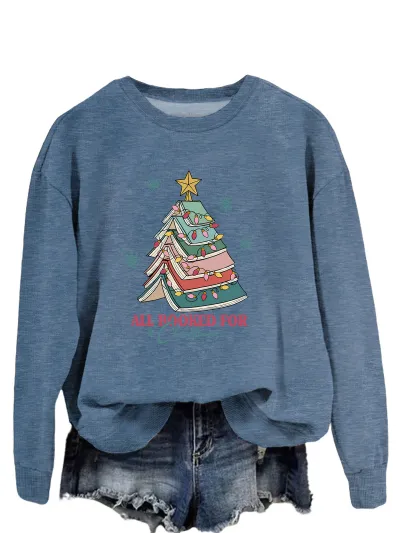 Christmas Women Fashion Casual Letters Printed Long-Sleeve Sweatshirt
