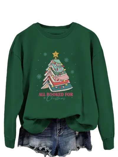 Christmas Women Fashion Casual Letters Printed Long-Sleeve Sweatshirt