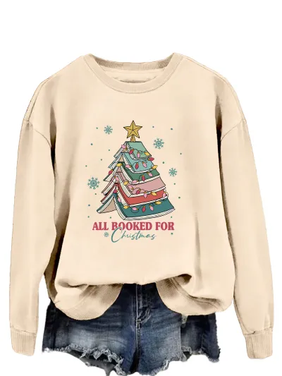 Christmas Women Fashion Casual Letters Printed Long-Sleeve Sweatshirt