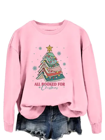 Christmas Women Fashion Casual Letters Printed Long-Sleeve Sweatshirt