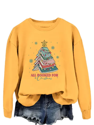 Christmas Women Fashion Casual Letters Printed Long-Sleeve Sweatshirt