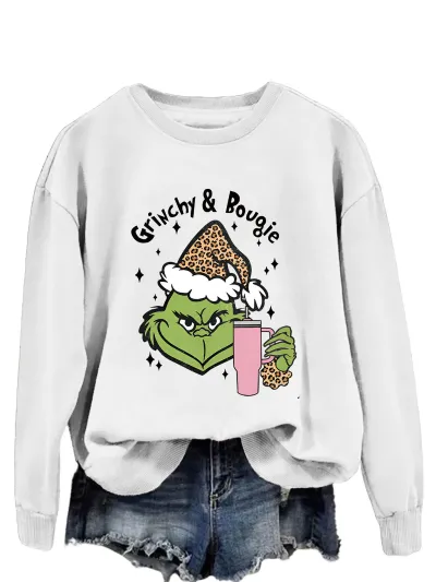 Christmas Women Fashion Casual Printed Round Neck Long-Sleeve Sweatshirt