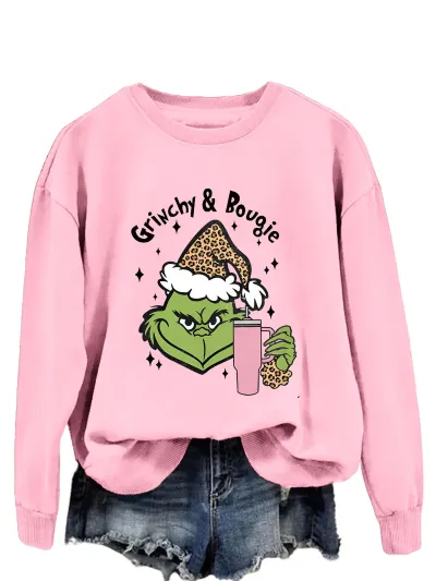 Christmas Women Fashion Casual Printed Round Neck Long-Sleeve Sweatshirt