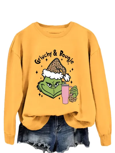 Christmas Women Fashion Casual Printed Round Neck Long-Sleeve Sweatshirt