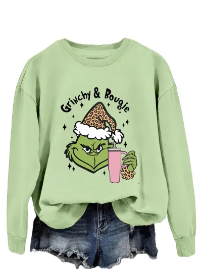 Christmas Women Fashion Casual Printed Round Neck Long-Sleeve Sweatshirt