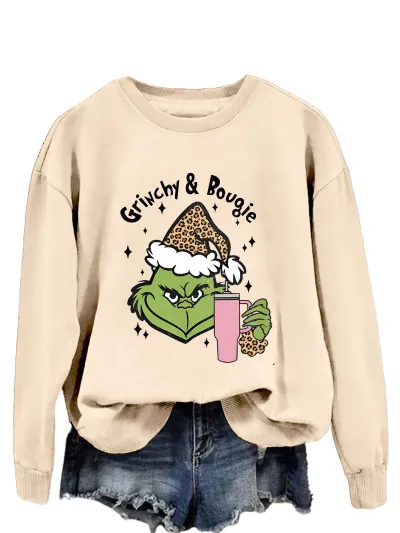 Christmas Women Fashion Casual Printed Round Neck Long-Sleeve Sweatshirt