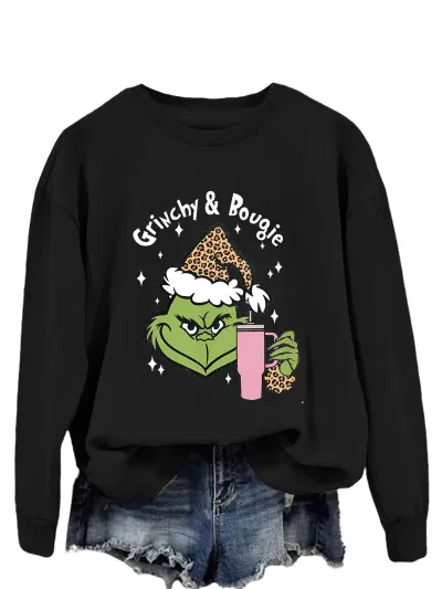 Christmas Women Fashion Casual Printed Round Neck Long-Sleeve Sweatshirt