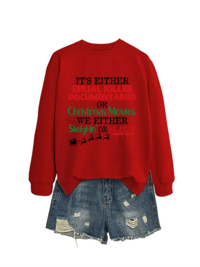 Christmas Women Fashion Casual Autumn And Winter Printed Long-Sleeve Swqeatshirt