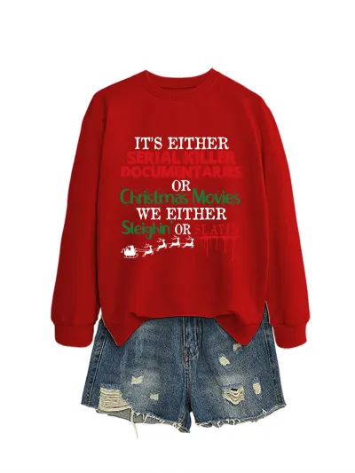 Christmas Women Fashion Casual Autumn And Winter Printed Long-Sleeve Swqeatshirt