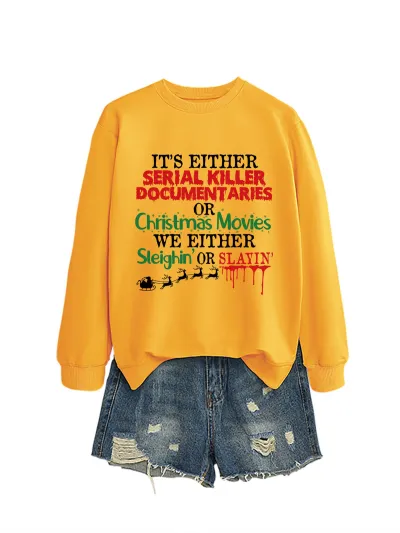 Christmas Women Fashion Casual Autumn And Winter Printed Long-Sleeve Swqeatshirt