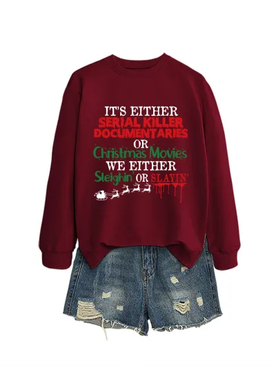 Christmas Women Fashion Casual Autumn And Winter Printed Long-Sleeve Swqeatshirt