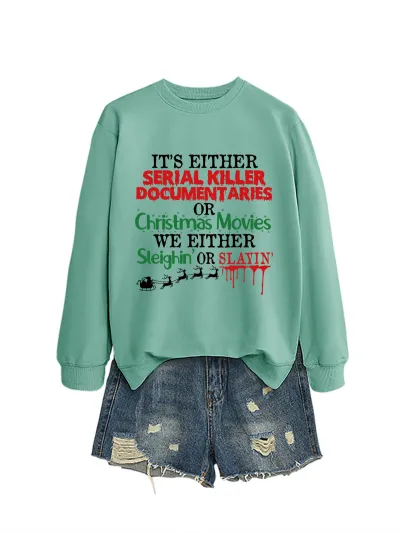 Christmas Women Fashion Casual Autumn And Winter Printed Long-Sleeve Swqeatshirt