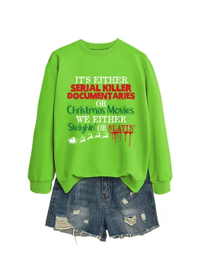 Christmas Women Fashion Casual Autumn And Winter Printed Long-Sleeve Swqeatshirt