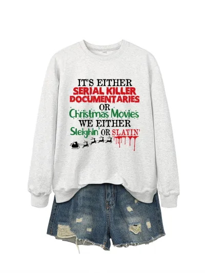Christmas Women Fashion Casual Autumn And Winter Printed Long-Sleeve Swqeatshirt