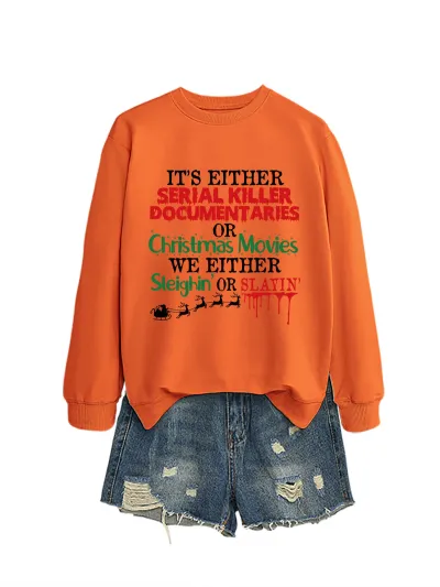Christmas Women Fashion Casual Autumn And Winter Printed Long-Sleeve Swqeatshirt