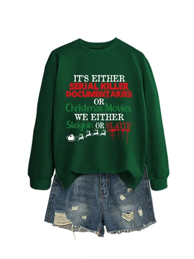 Christmas Women Fashion Casual Autumn And Winter Printed Long-Sleeve Swqeatshirt