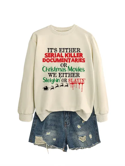 Christmas Women Fashion Casual Autumn And Winter Printed Long-Sleeve Swqeatshirt