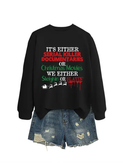 Christmas Women Fashion Casual Autumn And Winter Printed Long-Sleeve Swqeatshirt