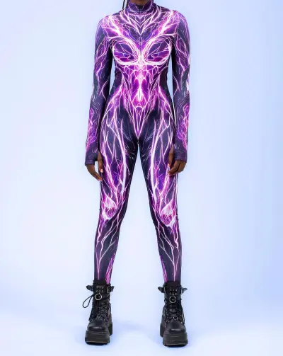 Halloween Fashion 3d Digital Printing Long-Sleeve Zipper Tight Jumpsuits