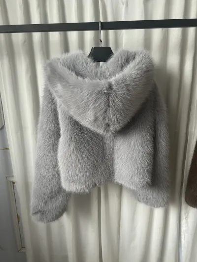 Winter Women Fashion Warm Plush Faux Fur Jacket