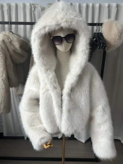 Winter Women Fashion Warm Plush Faux Fur Jacket