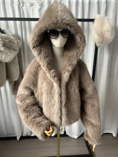 Winter Women Fashion Warm Plush Faux Fur Jacket