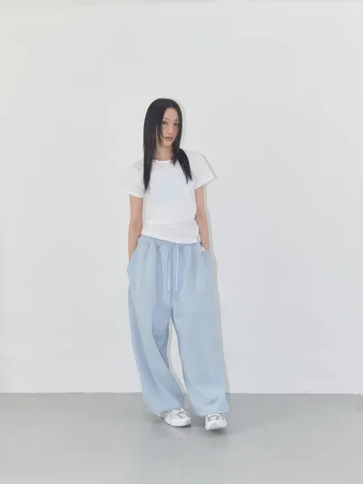 Women Fashion Casual Solid Color Drawstring Loose Pants
