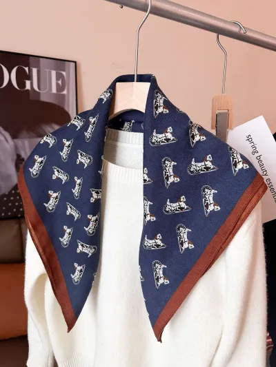 Women Fashion Casual Printed Silk Square Scarf