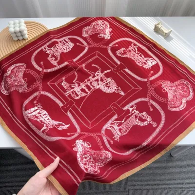 Women Fashion Casual Printed Silk Square Scarf