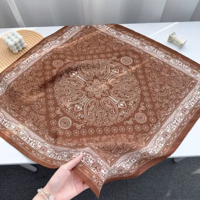 Women Fashion Casual Printed Silk Square Scarf