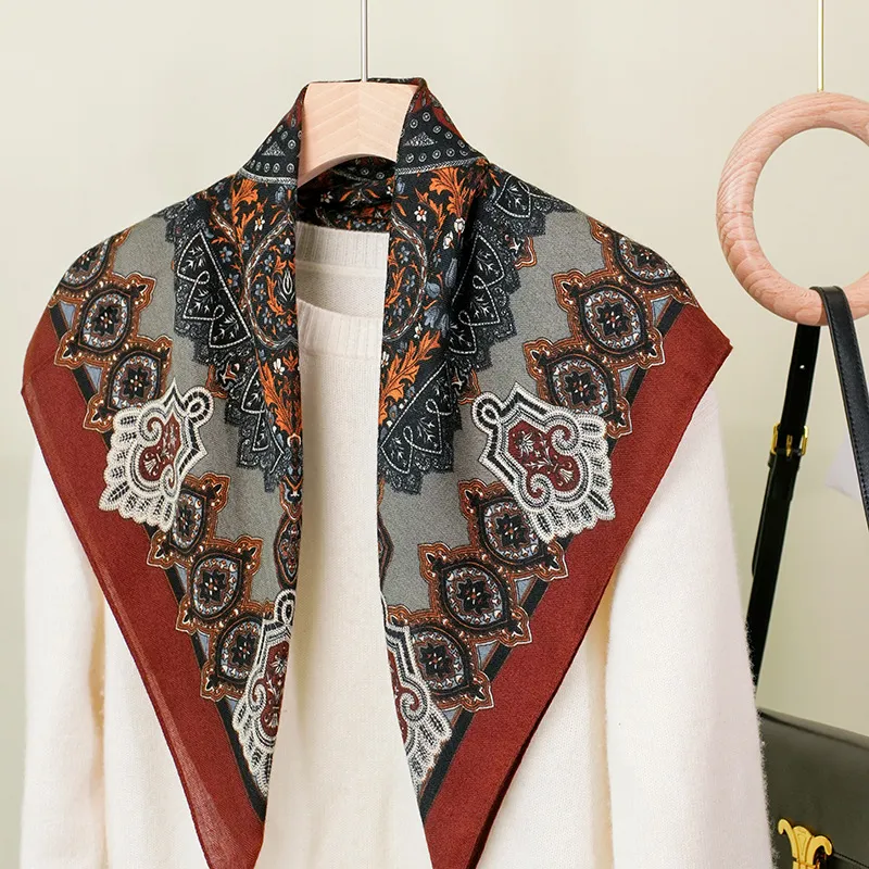 Women Fashion Casual Printed Silk Square Scarf