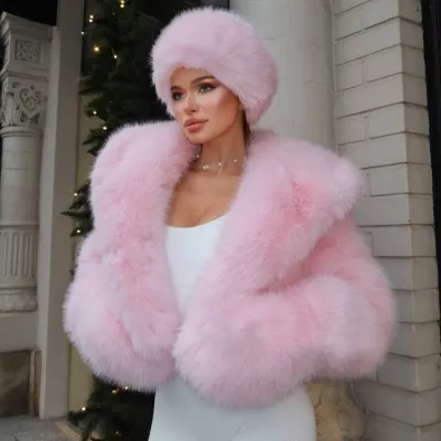 Winter Women Fashion Faux Fur Plush Jacket