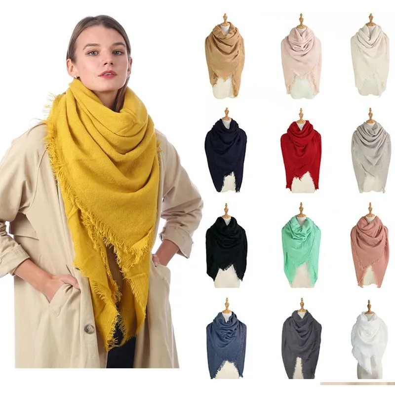 Women Fashion Casual Solid Color Square Scarf