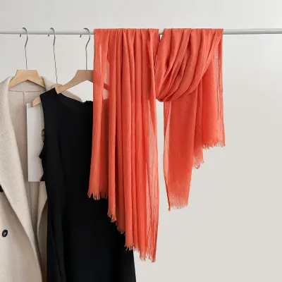 Women Fashion Casual Solid Color Cotton And Linen Scarf