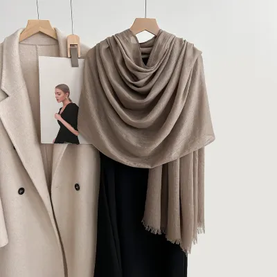 Women Fashion Casual Solid Color Cotton And Linen Scarf