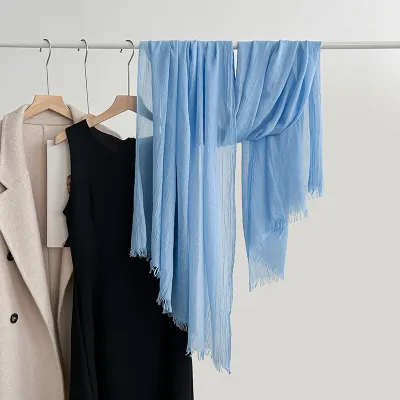 Women Fashion Casual Solid Color Cotton And Linen Scarf