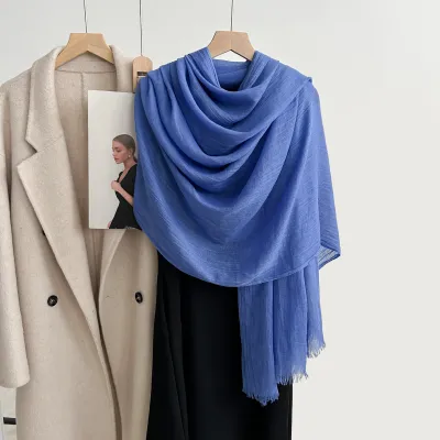 Women Fashion Casual Solid Color Cotton And Linen Scarf