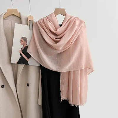Women Fashion Casual Solid Color Cotton And Linen Scarf