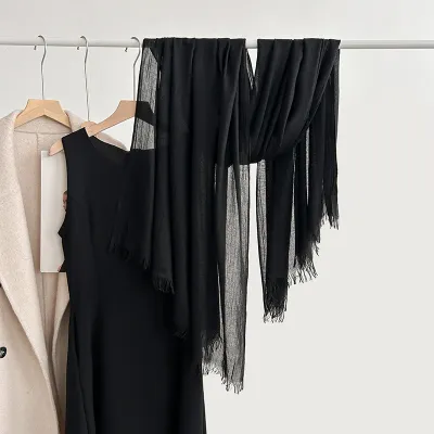 Women Fashion Casual Solid Color Cotton And Linen Scarf