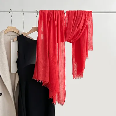 Women Fashion Casual Solid Color Cotton And Linen Scarf