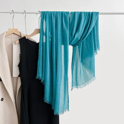 Women Fashion Casual Solid Color Cotton And Linen Scarf