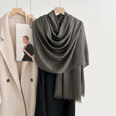 Women Fashion Casual Solid Color Cotton And Linen Scarf